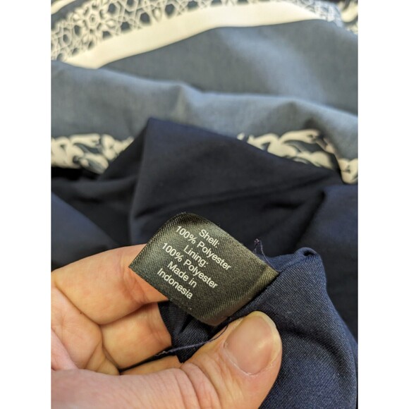 Lane Bryant Navy Blue White Handkerchief Dress Straps Belted Size 26/28 4X - Picture 9 of 9